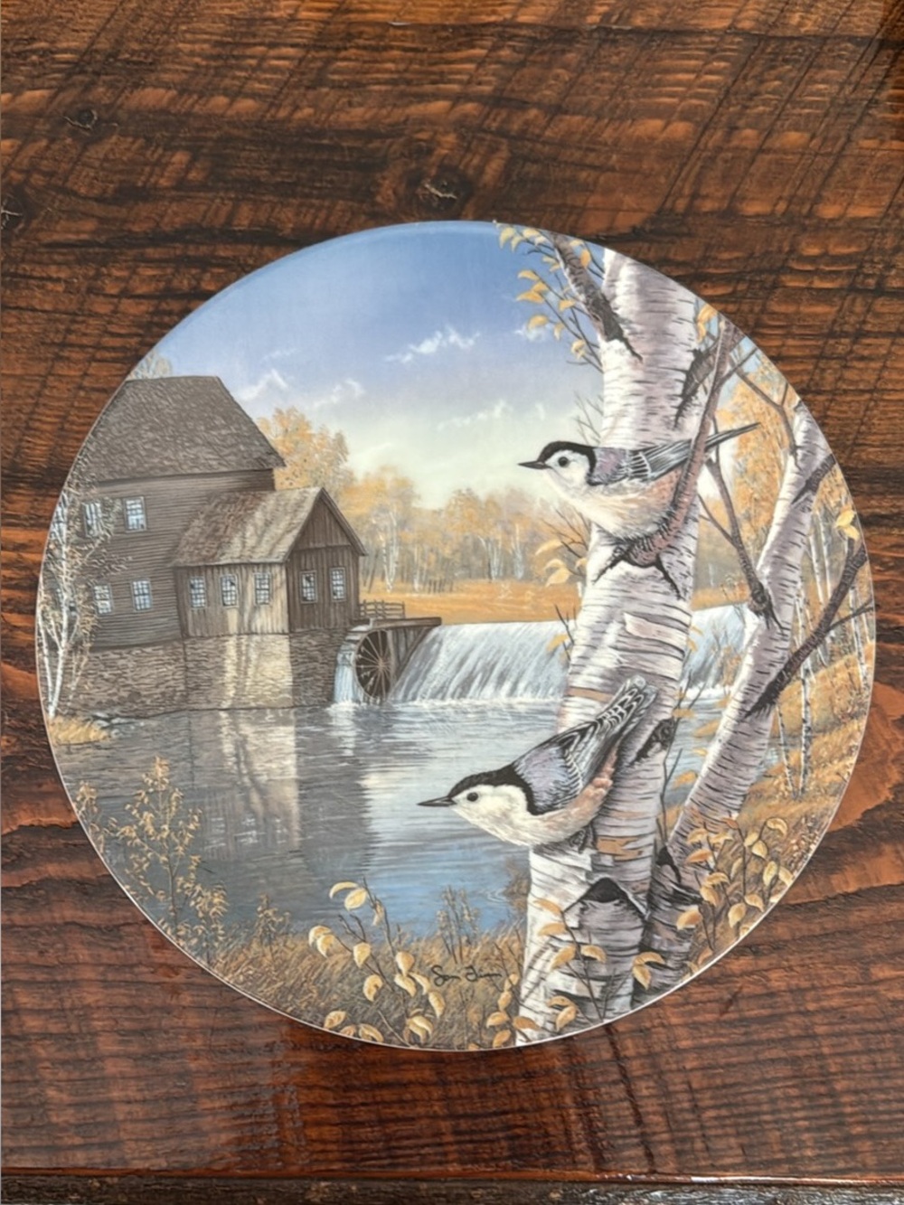 Bradex Vintage Nuthatches in Fall Decorative Plate